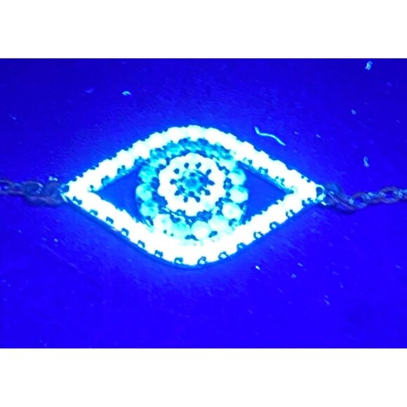 Sterling Silver Evil Eye Bracelet 925 Blue CZ Adjustable 7-8" Protection Dainty - Picture 10 of 10